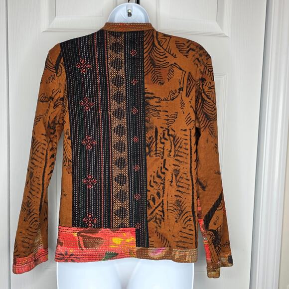 Chico's Cotton Zip Up Abstract Boho Jacket Sz S - Picture 3 of 9